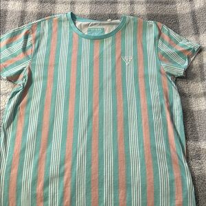 Guess Striped Green and Pink Men's Shirt